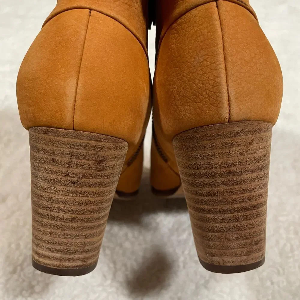 Cole Haan Cassidy Booties Nubuck Leather Orange-camel Stacked Heels Nike‎ Air 7